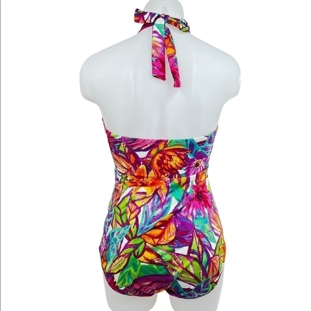 Lauren Ralph Lauren Twist Front Floral Halter One Piece Swimsuit - Picture 2 of 11